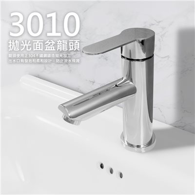 3010不鏽鋼拋光冷熱面盆龍頭