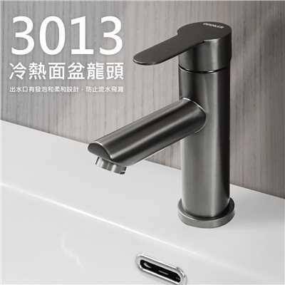 3013槍色不鏽鋼冷熱面盆龍頭
